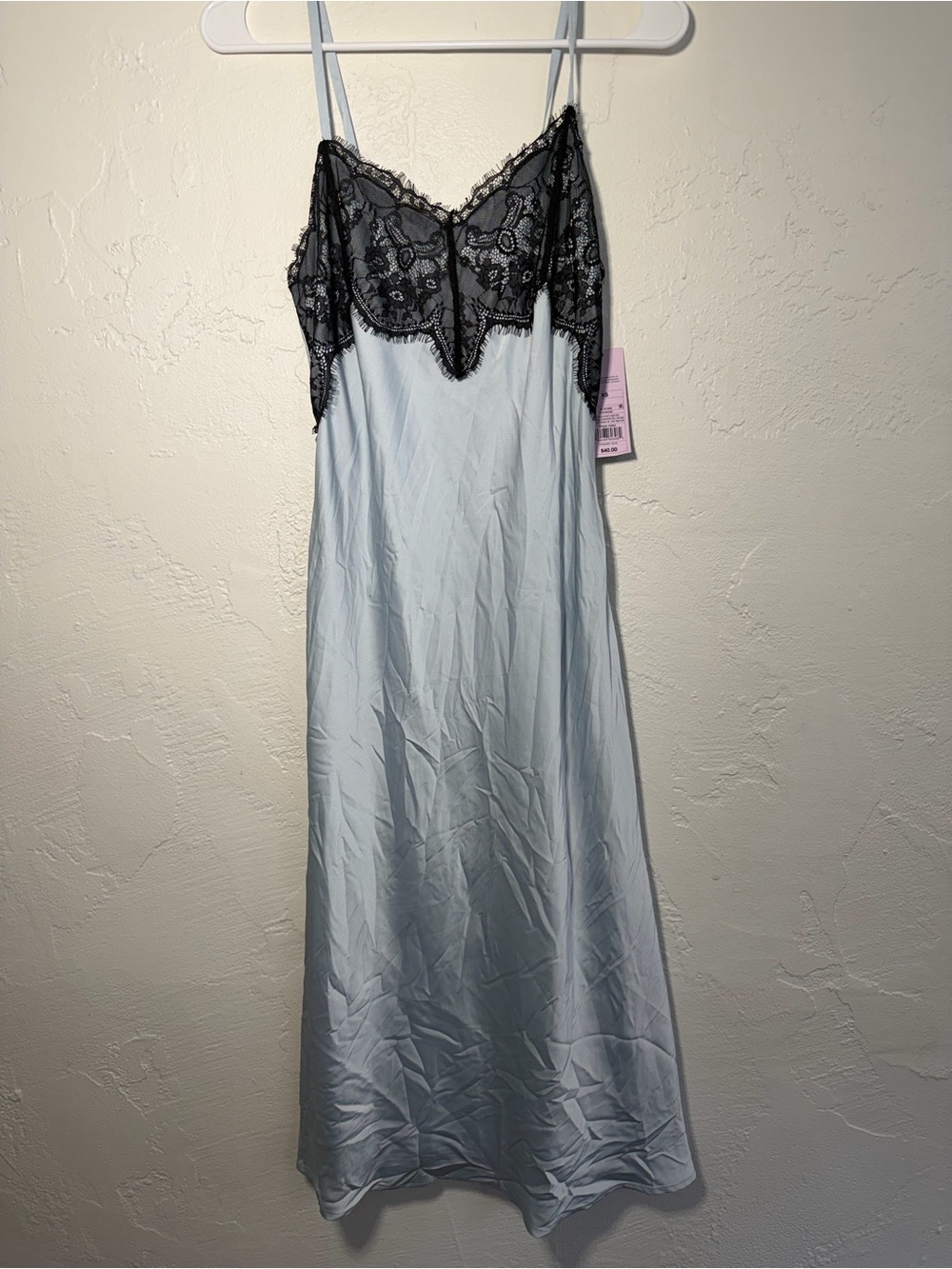 NWT | Target | Wild Fable Light Blue Satin with Black Lace Dress